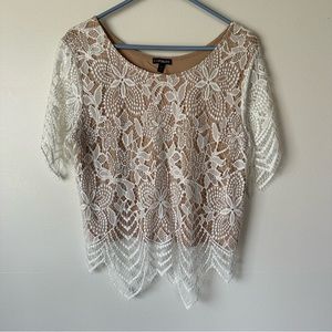 Express Lace Crop Illusion Blouse